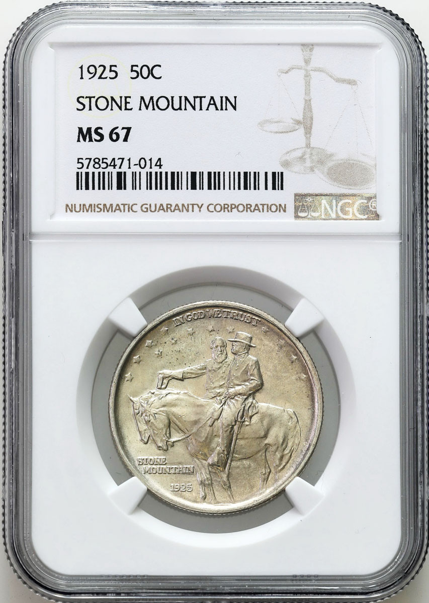 USA. 1/2 dolara (50 centów) 1925 Stone Mountain NGC MS67